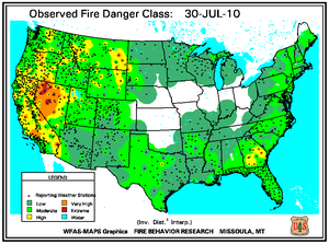 Fire Danger map from 31 July 2010
