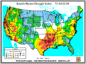 Keetch-Byram Drought Index on 31 August 2010