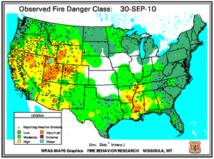 Fire Danger map from 30 September 2010