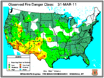 Fire Danger map from 31 March 2011