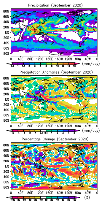 September 2020 GPCP precipitation anomalies