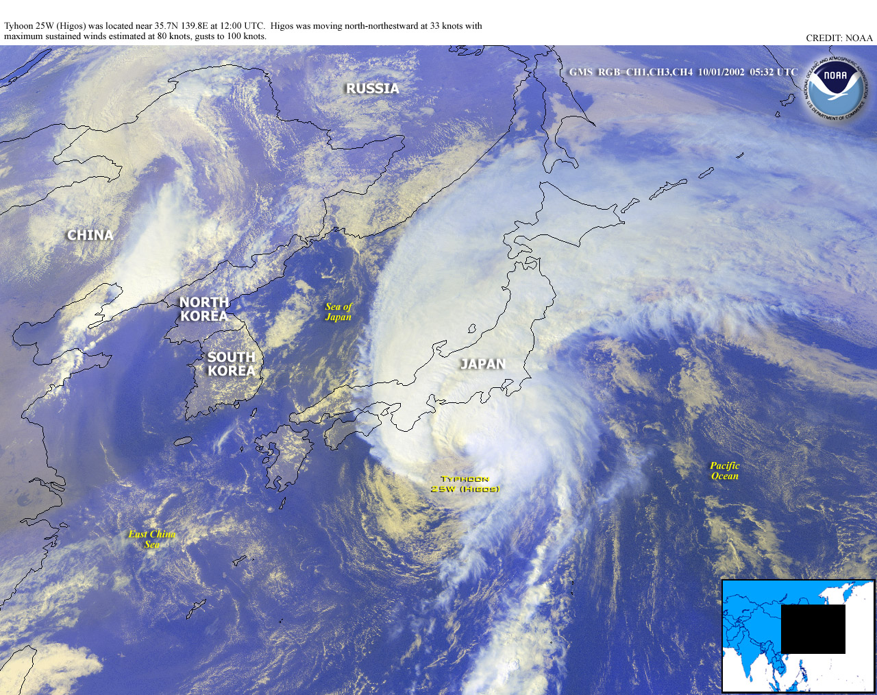 Storm Path - Hurricane Kenna (October 24, 2002, 8 AM PDT Thursday) - Mexico