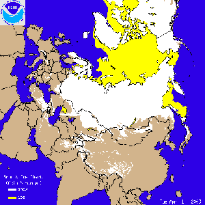 Click here for an animation of daily snow cover across Europe and Asia during April 2003