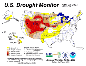 Click Here for the drought depiction on March 25, 2003