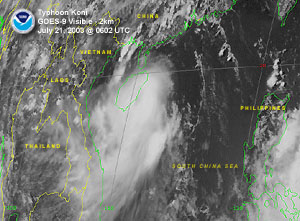 a satellite image of Typhoon Koni on July 21, 2003