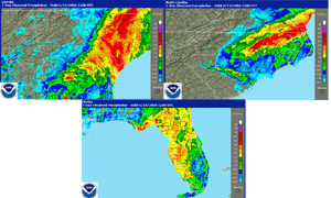 Rainfall estimates across the southeast U.S. from Tropical Storm Alberto during June 2006