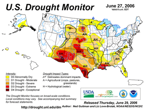 Drought Monitor depiction as of June 27, 2006