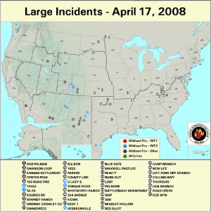 Large fires across the U.S. - 17 April 2008