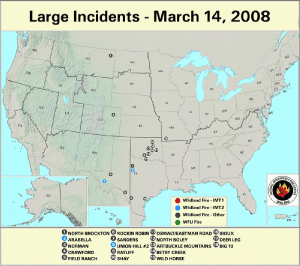 Large fires across the U.S. - 14 March 2008