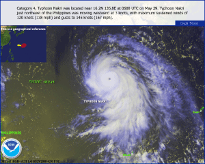 Satellite image of Typhoon Nakri on 29 May 2008