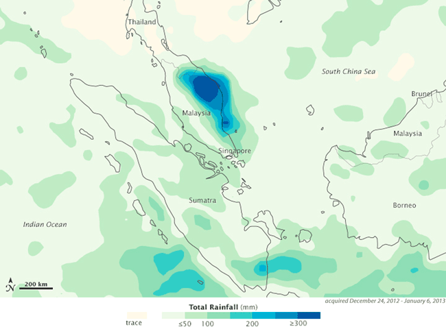 Southeast Asia Rainfall Totals from Dec 24, 2012 – Jan 6, 2013