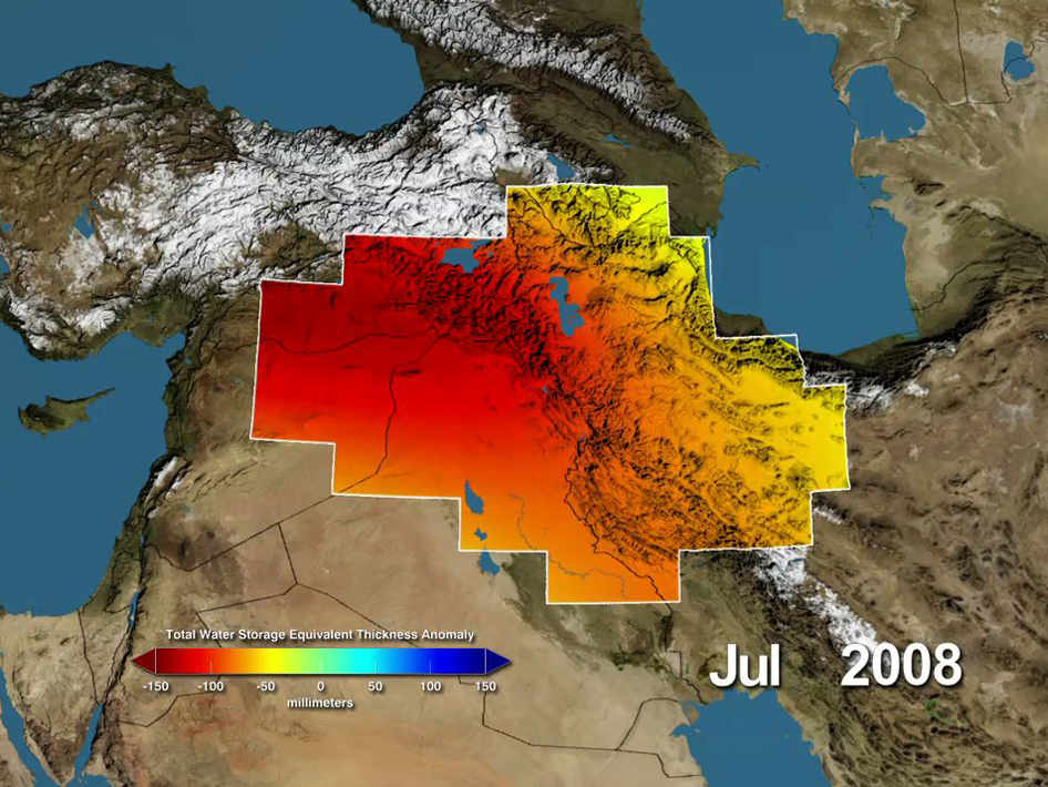 Middle East Water Storage Anomalies during July 2008
