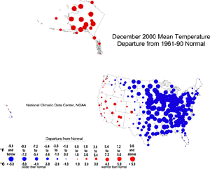 U.S. December Temperature Departures