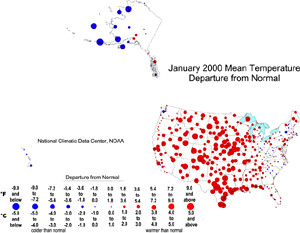 U.S. January Temperature Departures