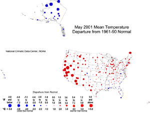 U.S. May 2001 Temperature Departures