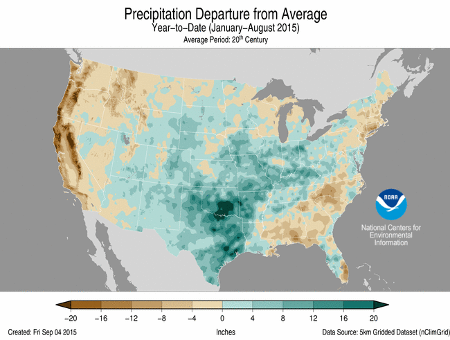 January-August 2015 Percent of Normal Precipitation