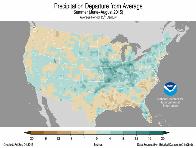 June-August 2015 Percent of Normal Precipitation