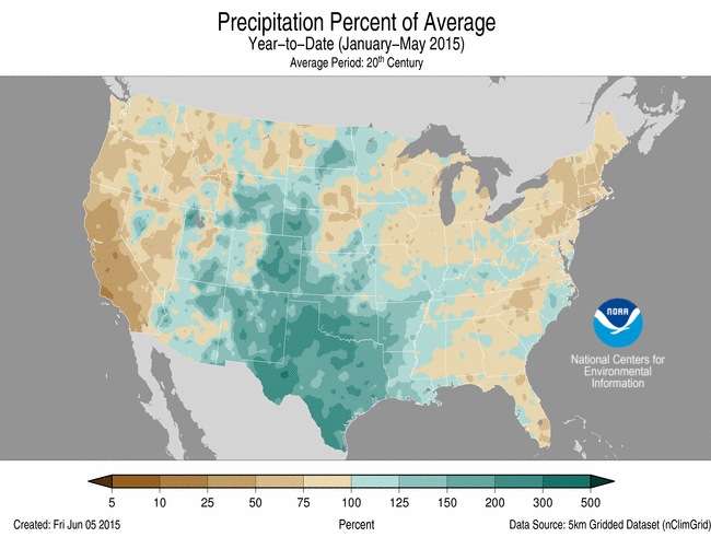 January-May 2015 Percent of Normal Precipitation