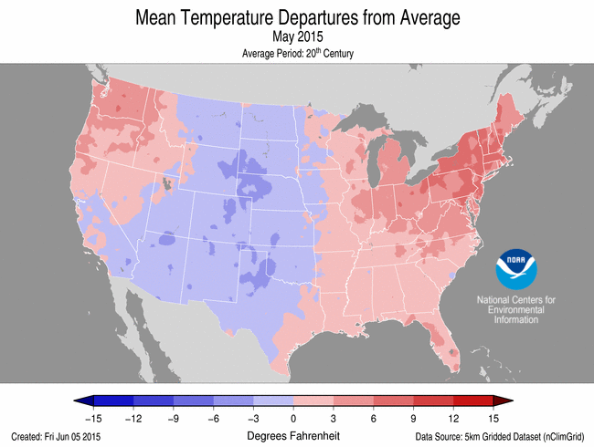 May 2015 Temperature Departure from Average Map