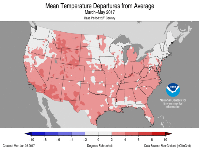  Average Temperature Departures (spring)