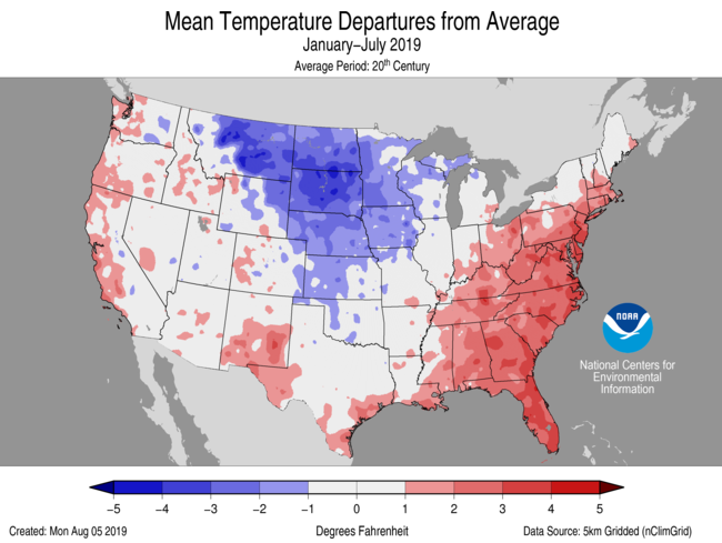 Average Temperature Departures (January-July)