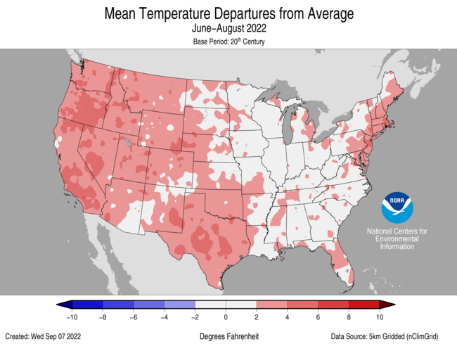 Average Temperature Departures (June-August)