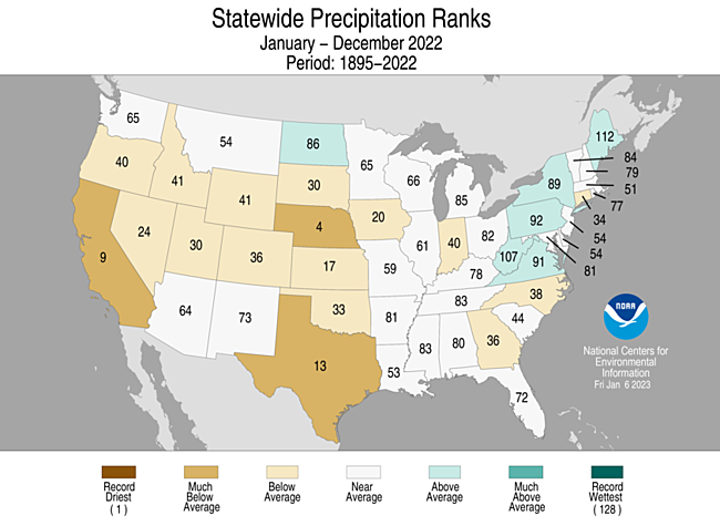 2022 National Precipitation Rank Map
