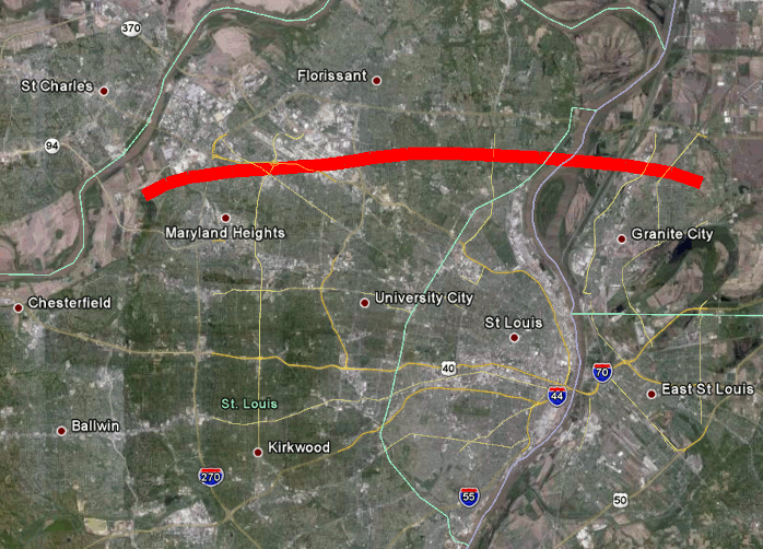 22 April Tornado track through St. Louis