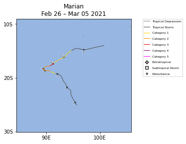 Map of Marian Storm Track