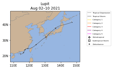 Map of Lupit Storm Track