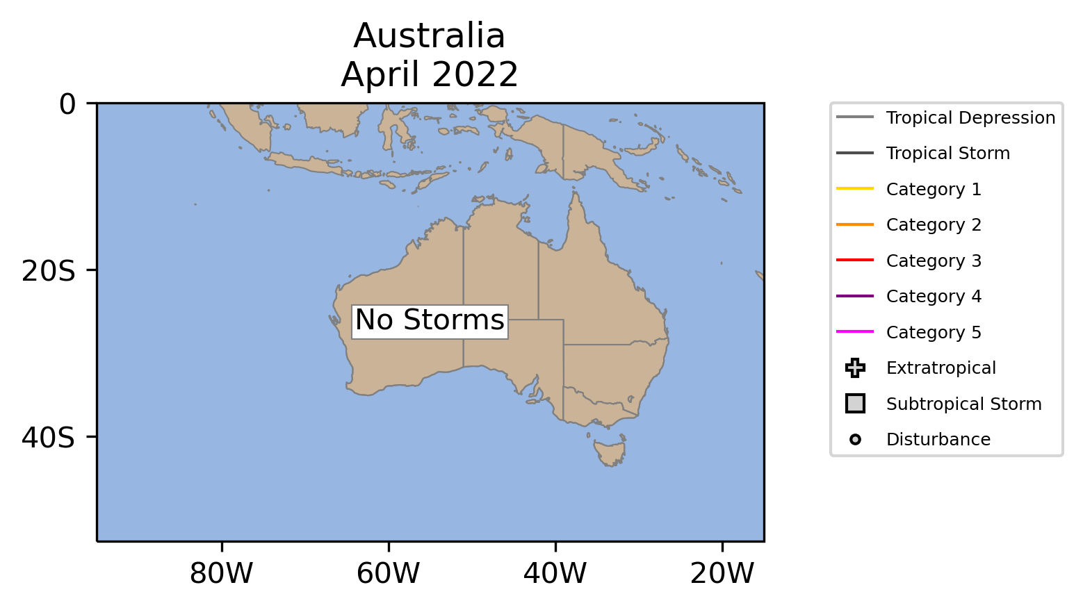 Australia Tropical Cyclone April Counts