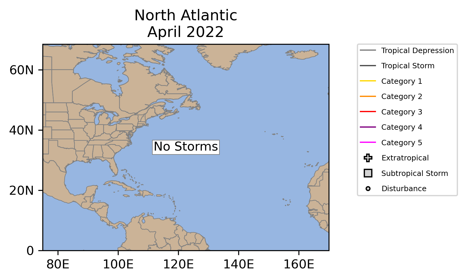 North Atlantic Tropical Cyclone April Counts
