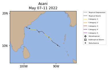 Map of Asani Storm Track