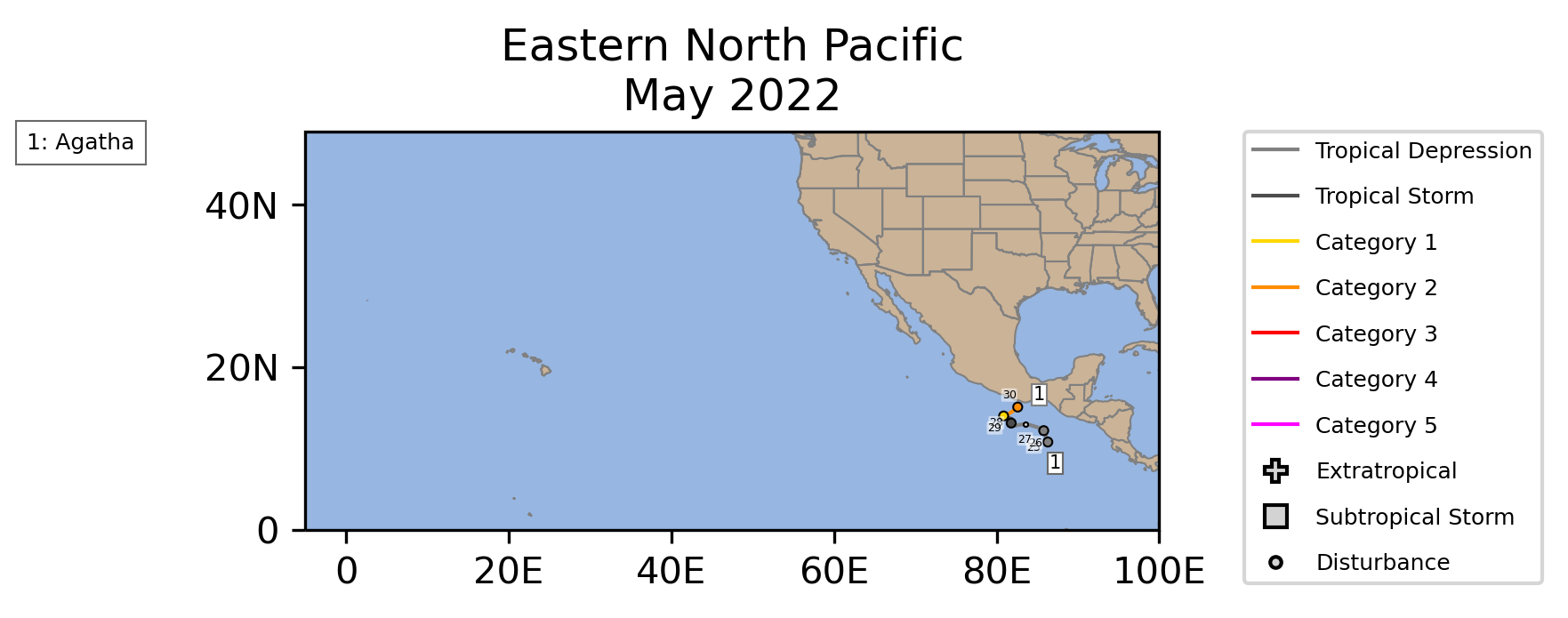 East Pacific Tropical Cyclone May Counts