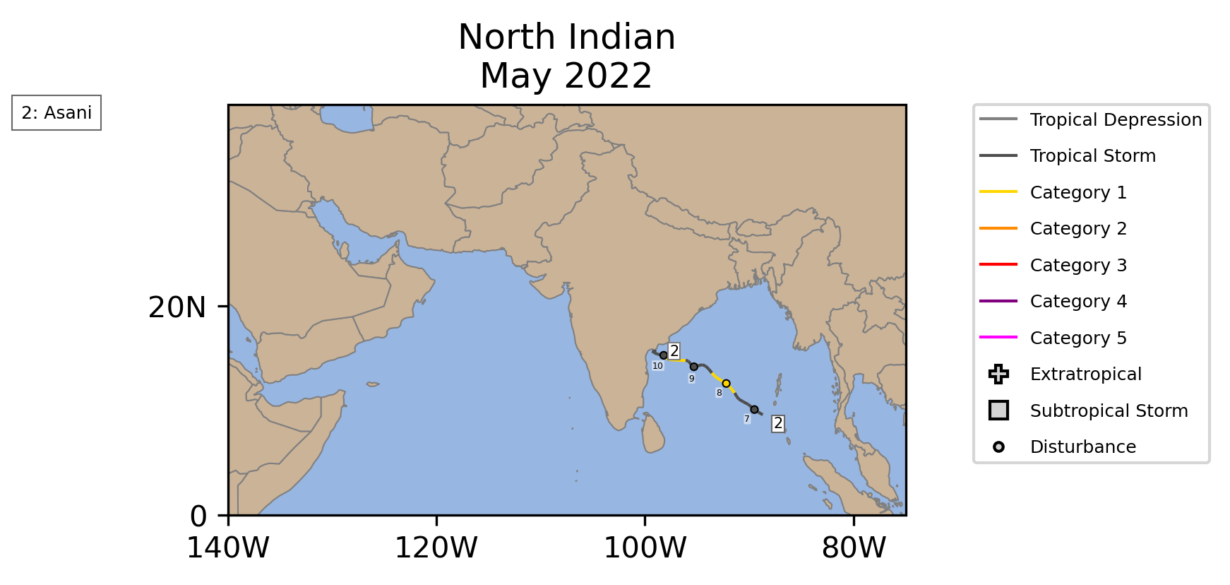 North Indian Tropical Cyclone May Counts