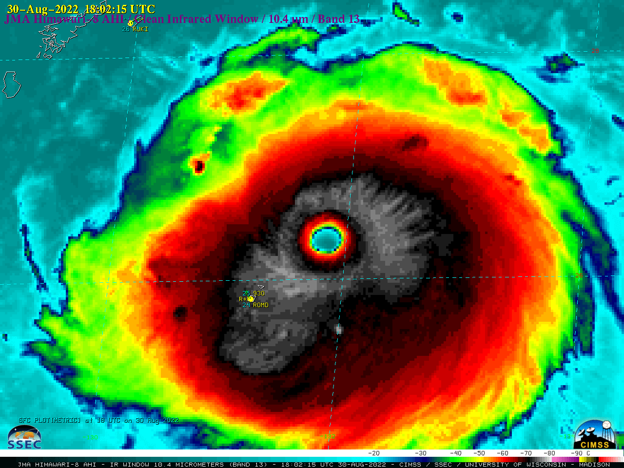 Satellite image of Super Typhoon Hinnamnor.