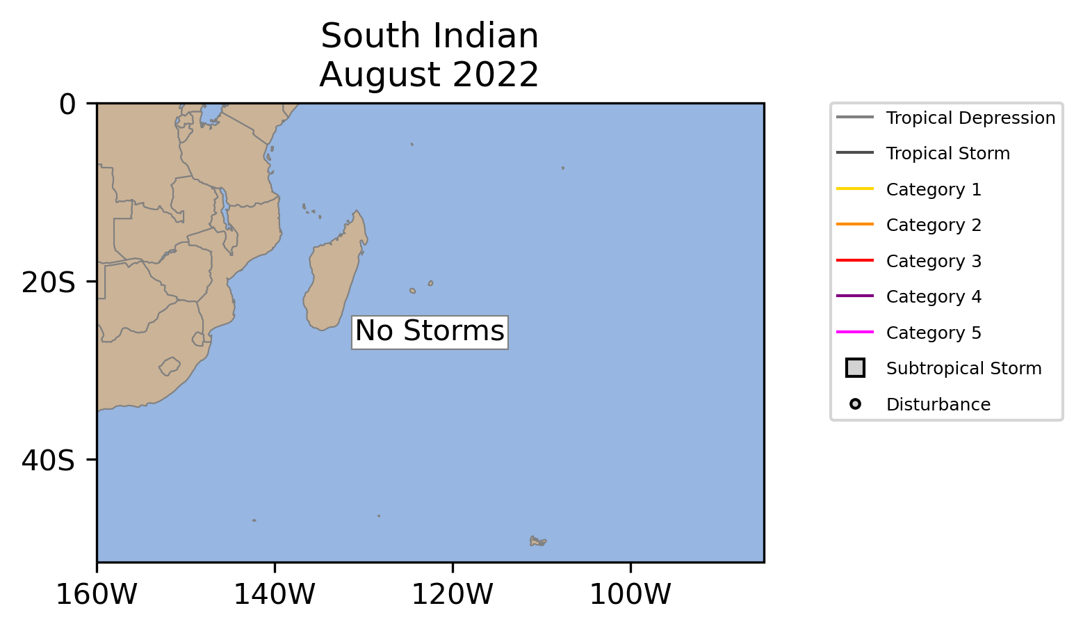 South Indian Tropical Cyclone August Counts