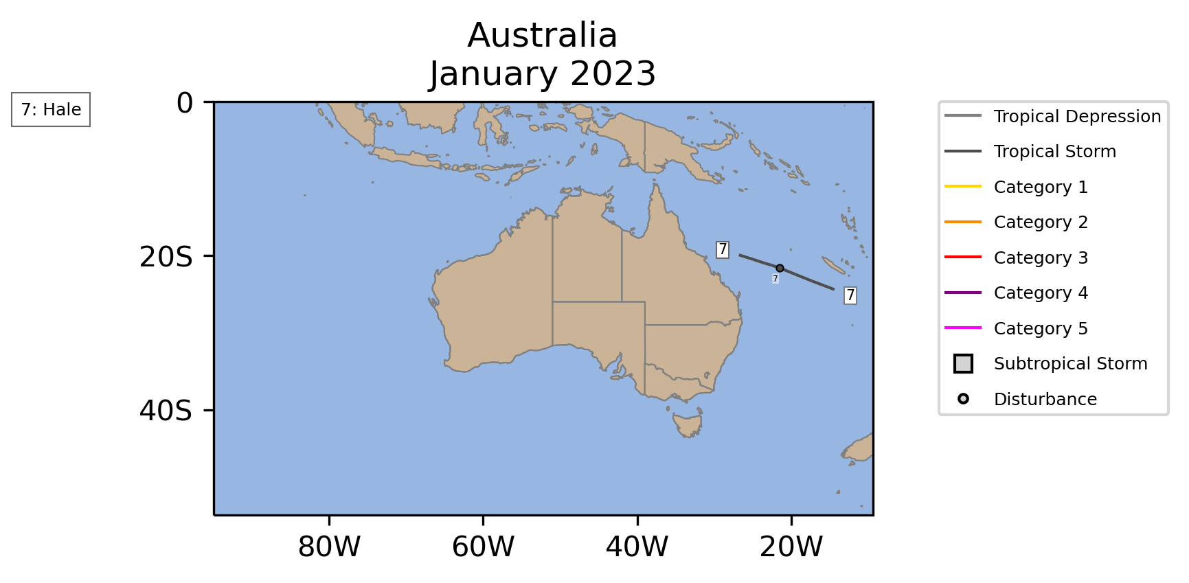 Australia Tropical Cyclone January Counts