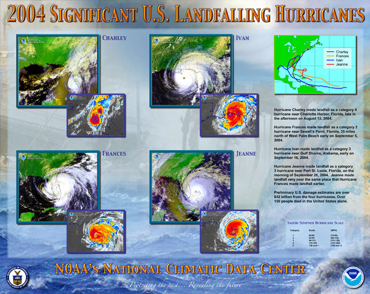 NOAA produced 2004 Significant Hurricanes poster