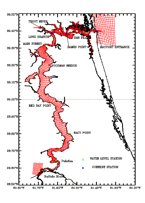 St. John's River model grid map