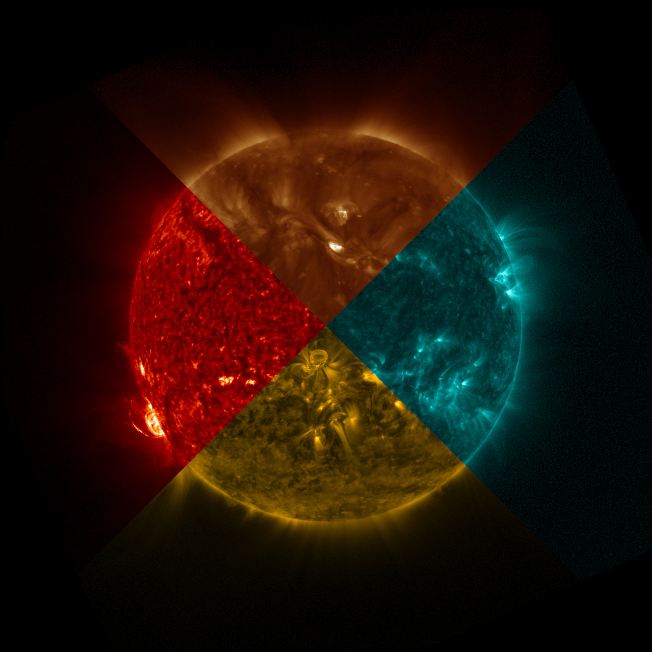 Four of the six ultraviolet wavelengths GOES SUVI captures