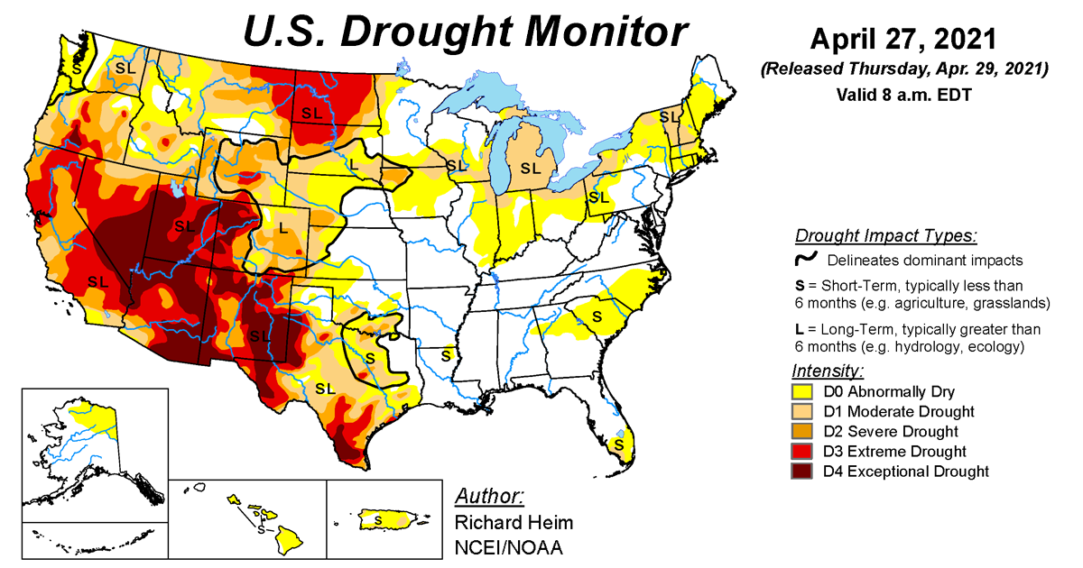 Us Drought Monitor Update For April 27 2021 National Centers For