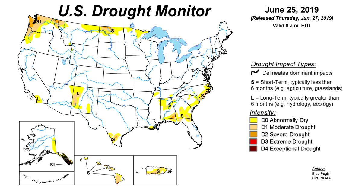 Us Drought Monitor Update For June 25 2019 National Centers For