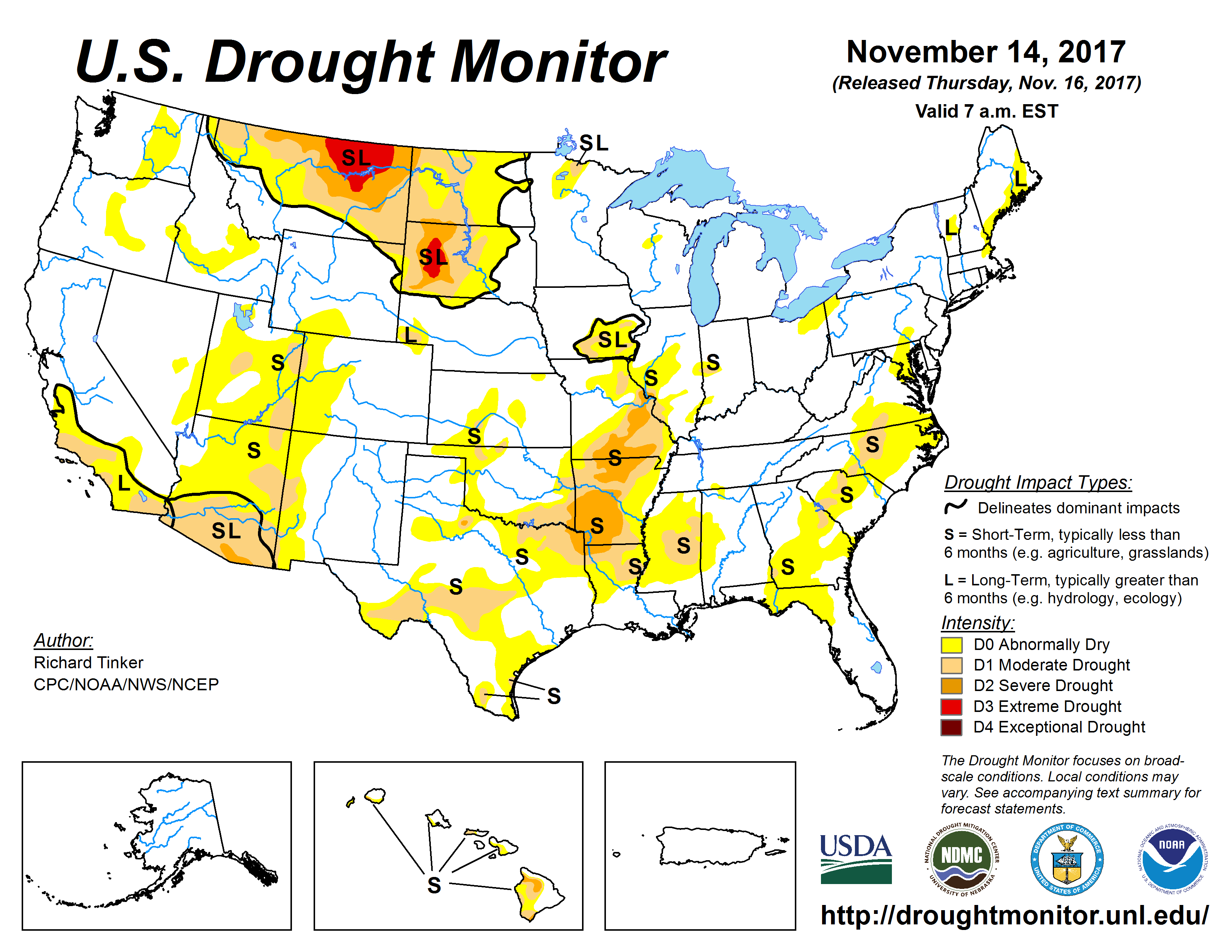 Us Drought Monitor Update For November 14 2017 National Centers