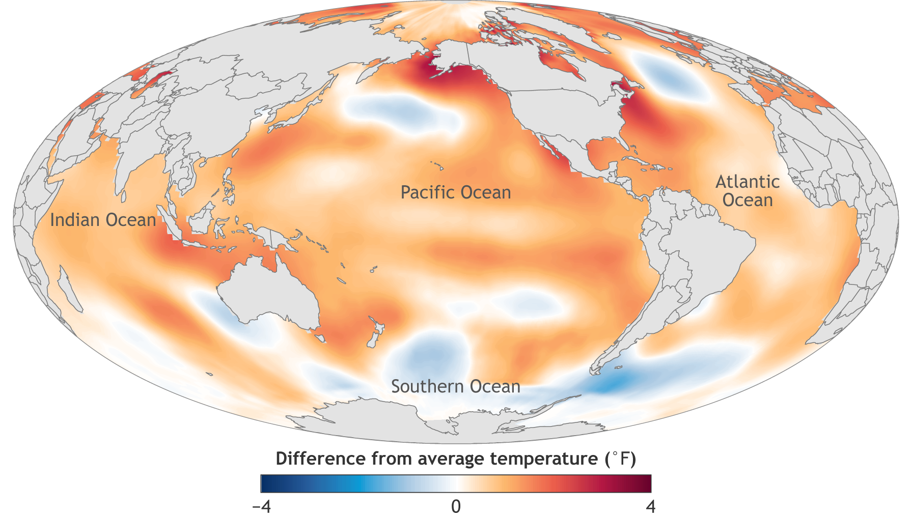 Wereldgemiddelde zeewatertemperatuur 2016