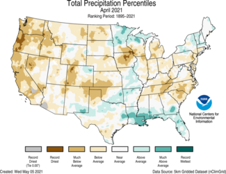 April 2021 US Total Precipitation Map