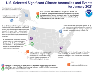 January 2021 Significant Climate Anomalies and Events Map