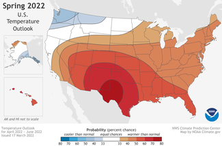 April - June 2022 Spring Temperature Outlook from Climate Prediction Center