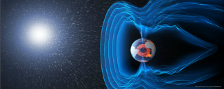 Rendering of Earth's core and magnetic field. Credit ESA, ATG/Medialab.