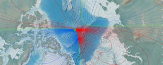 Map of 2015 Arctic magnetic declination